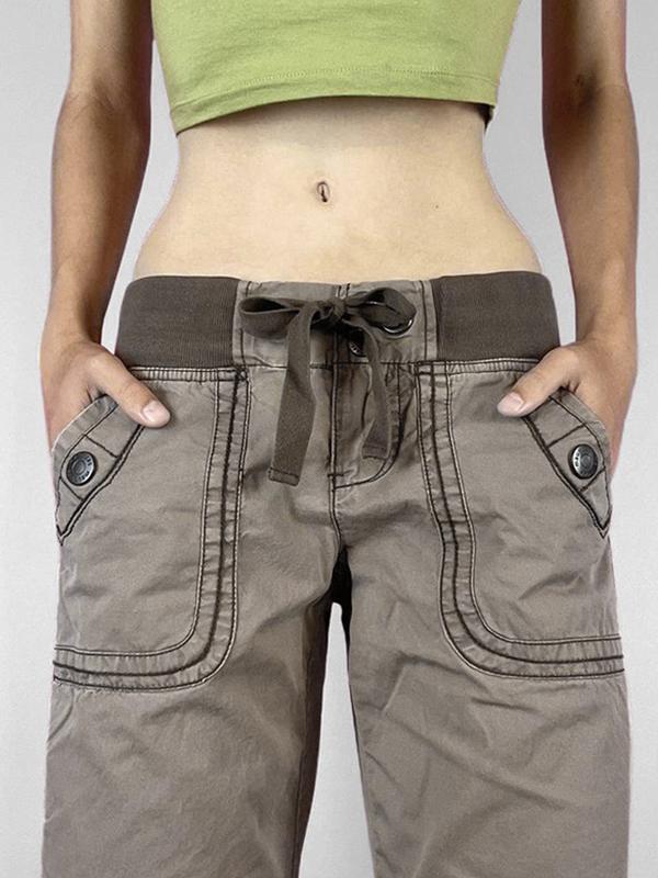 Threaded Drawstring Waistband Boyfriend Jeans Product Image