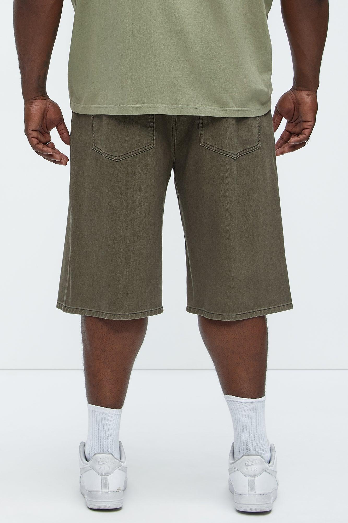 Lucas Baggy Denim Shorts - Olive Product Image