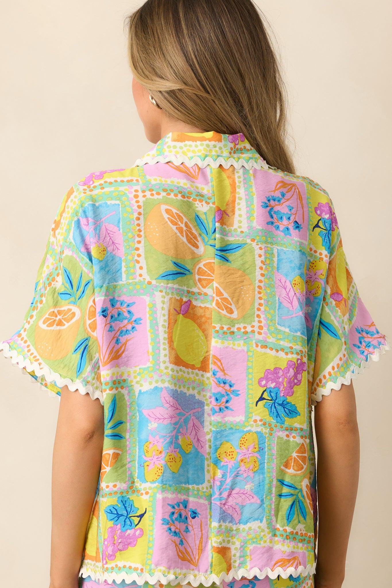 Tropic Tango Green Tropical Print Ricrac Top Product Image