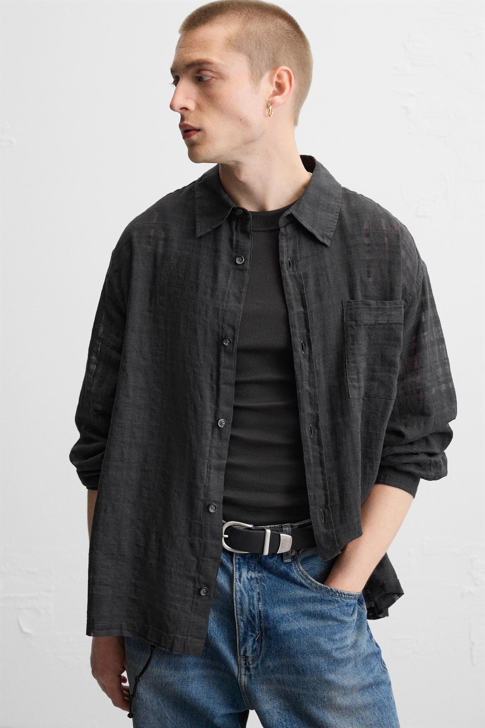 TEXTURED COTTON - LINEN SHIRT Product Image