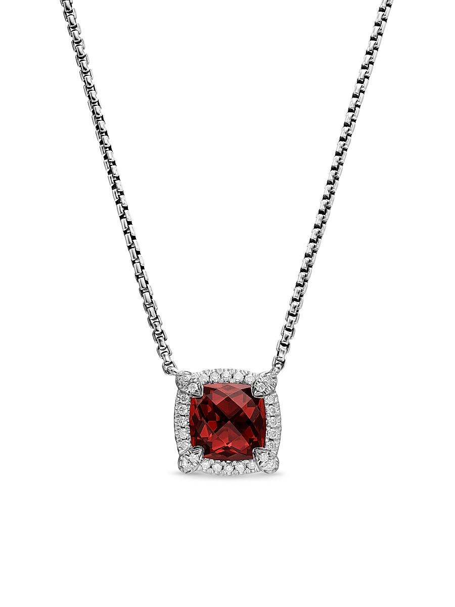 Womens Petite Chatelaine Pav Bezel Pendant Necklace with Diamonds Product Image