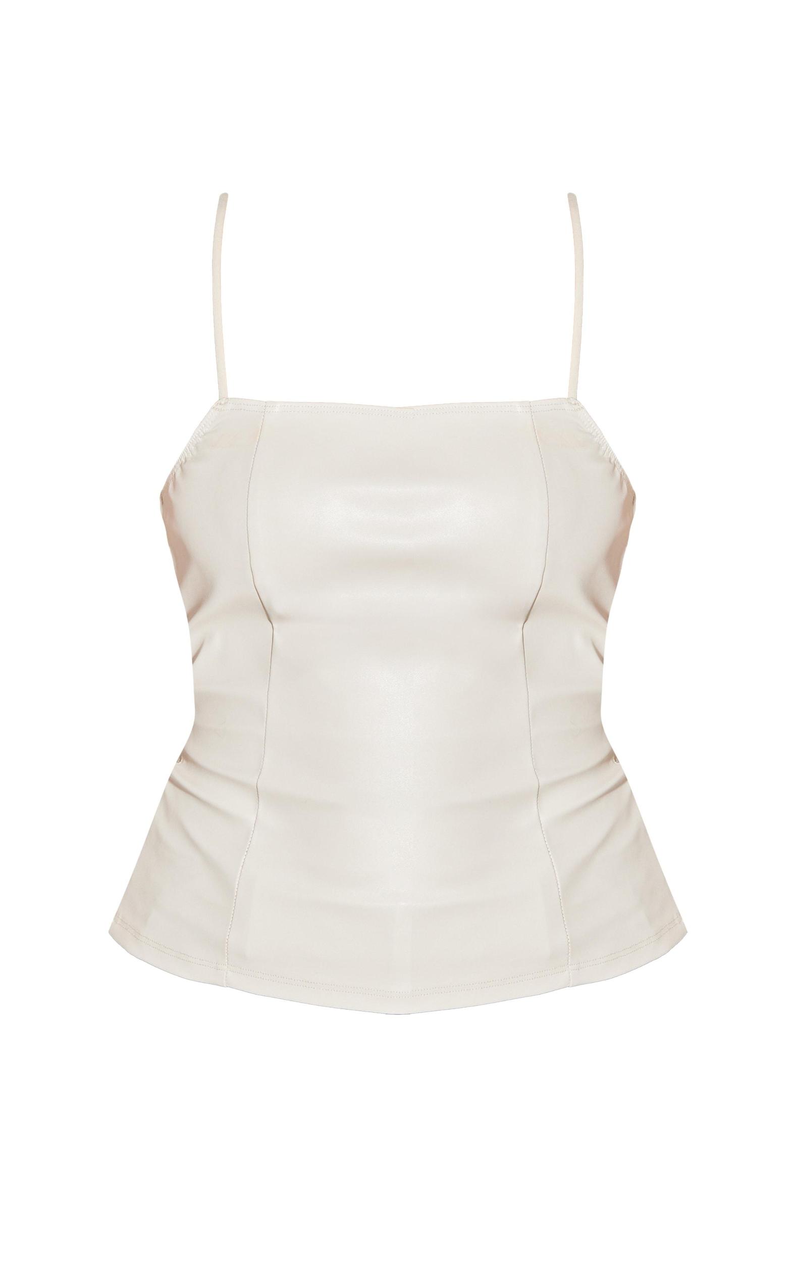 Stone Faux Leather Strappy Cami Top Product Image