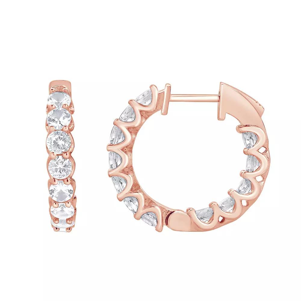 Gemstone Brilliance Lab-Created White Sapphire Huggie Hoop Earrings, Women's, Pink Tone Product Image