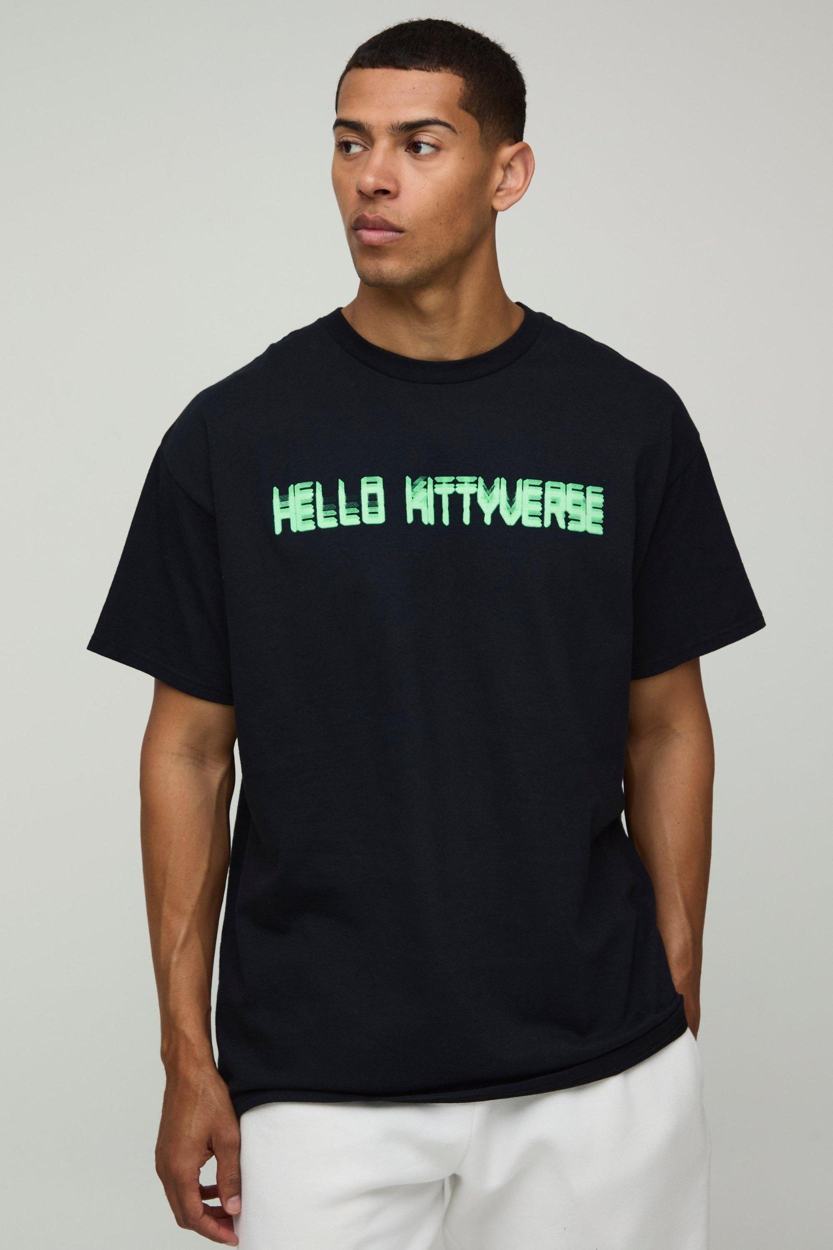 Oversized Hello Kitty License Printed T-Shirt | boohooMAN USA Product Image