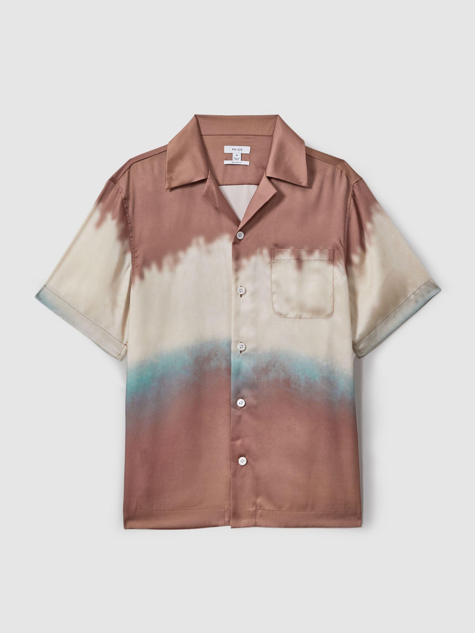 Ombre Print Cuban Collar Shirt in Tobacco Product Image