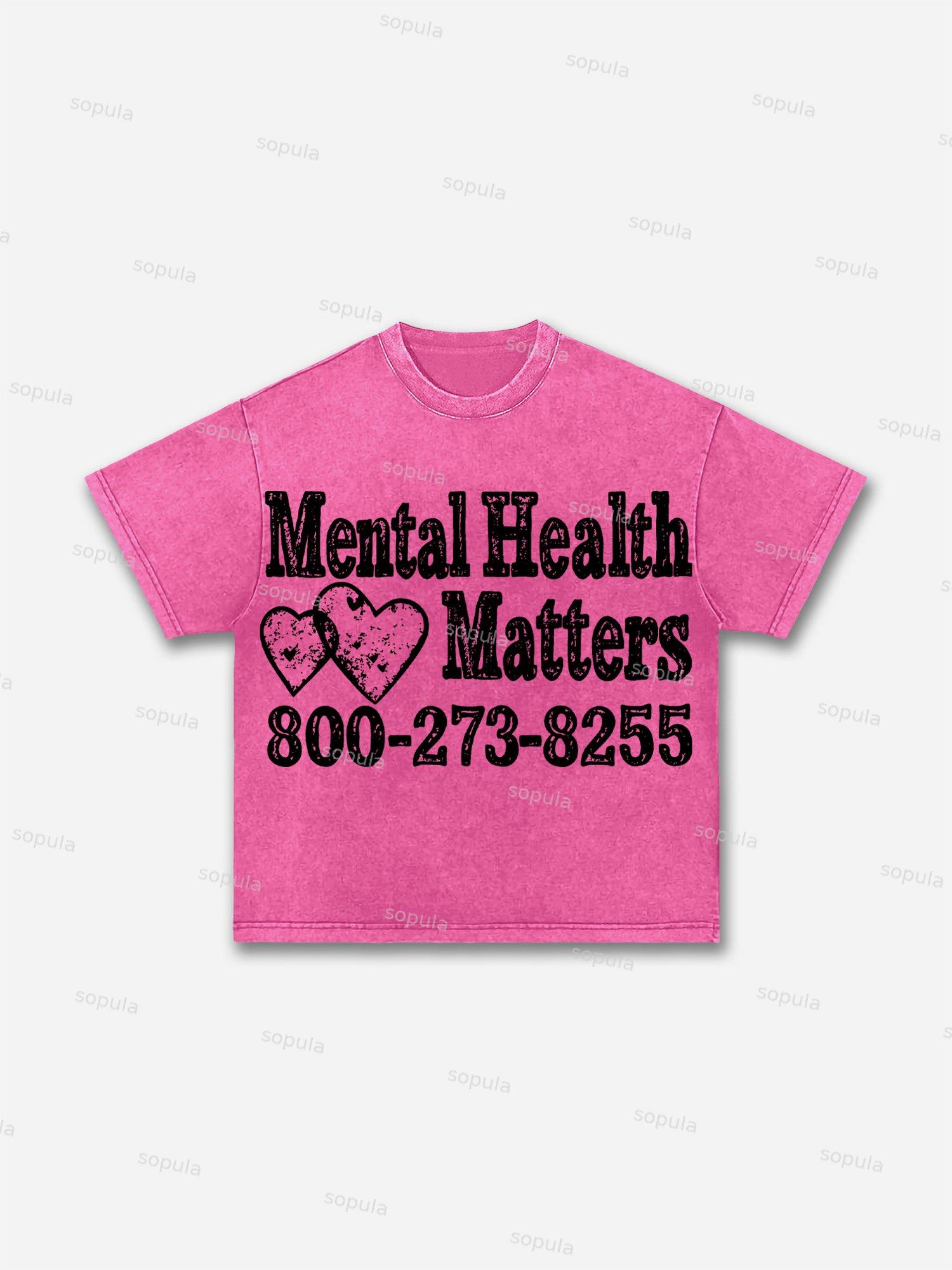 Mental Health Matters Graphic Print Acid Wash T-shirt Product Image