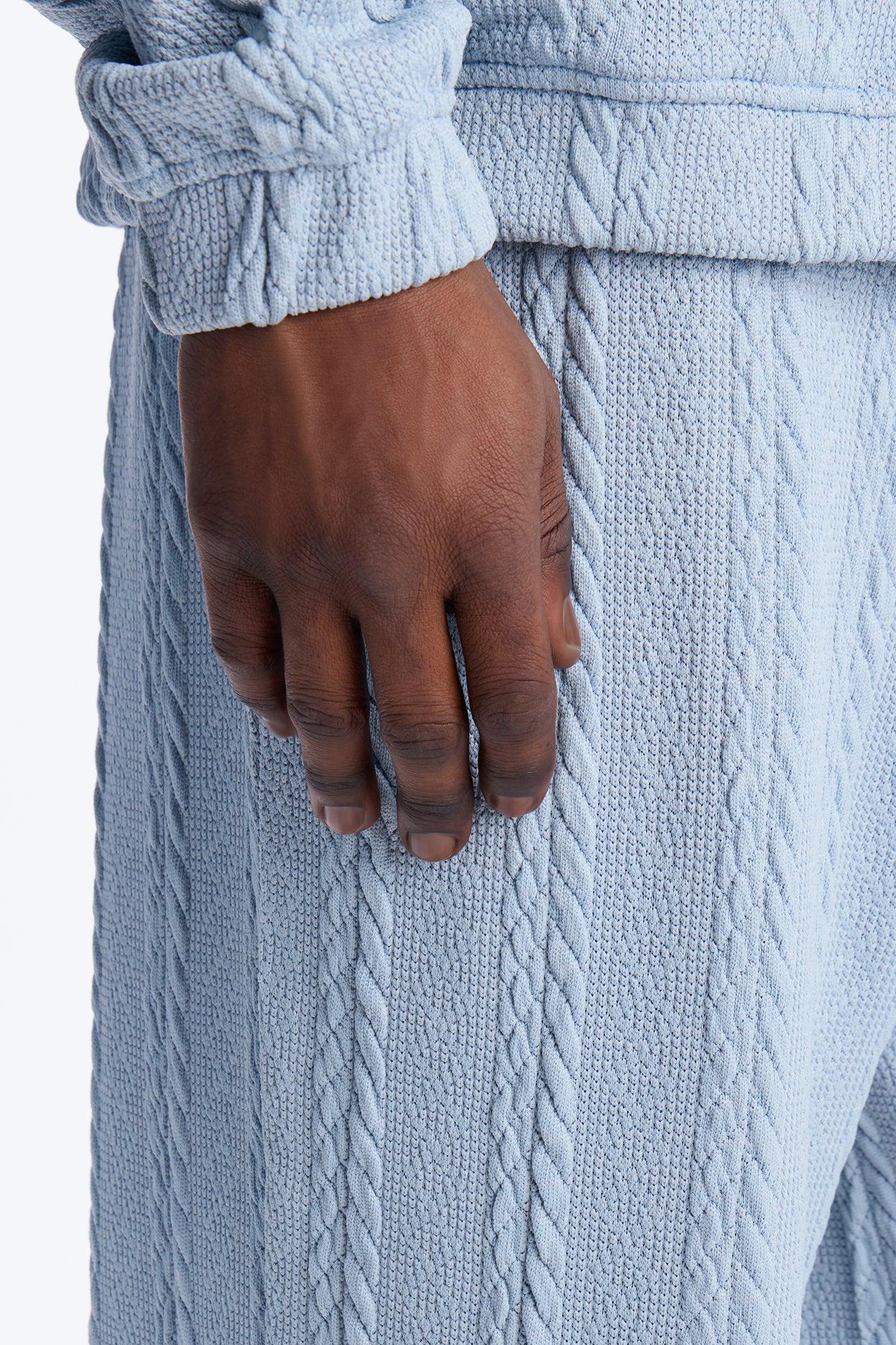 Baggy Textured Cozy Braided Pant - Blue Male Product Image