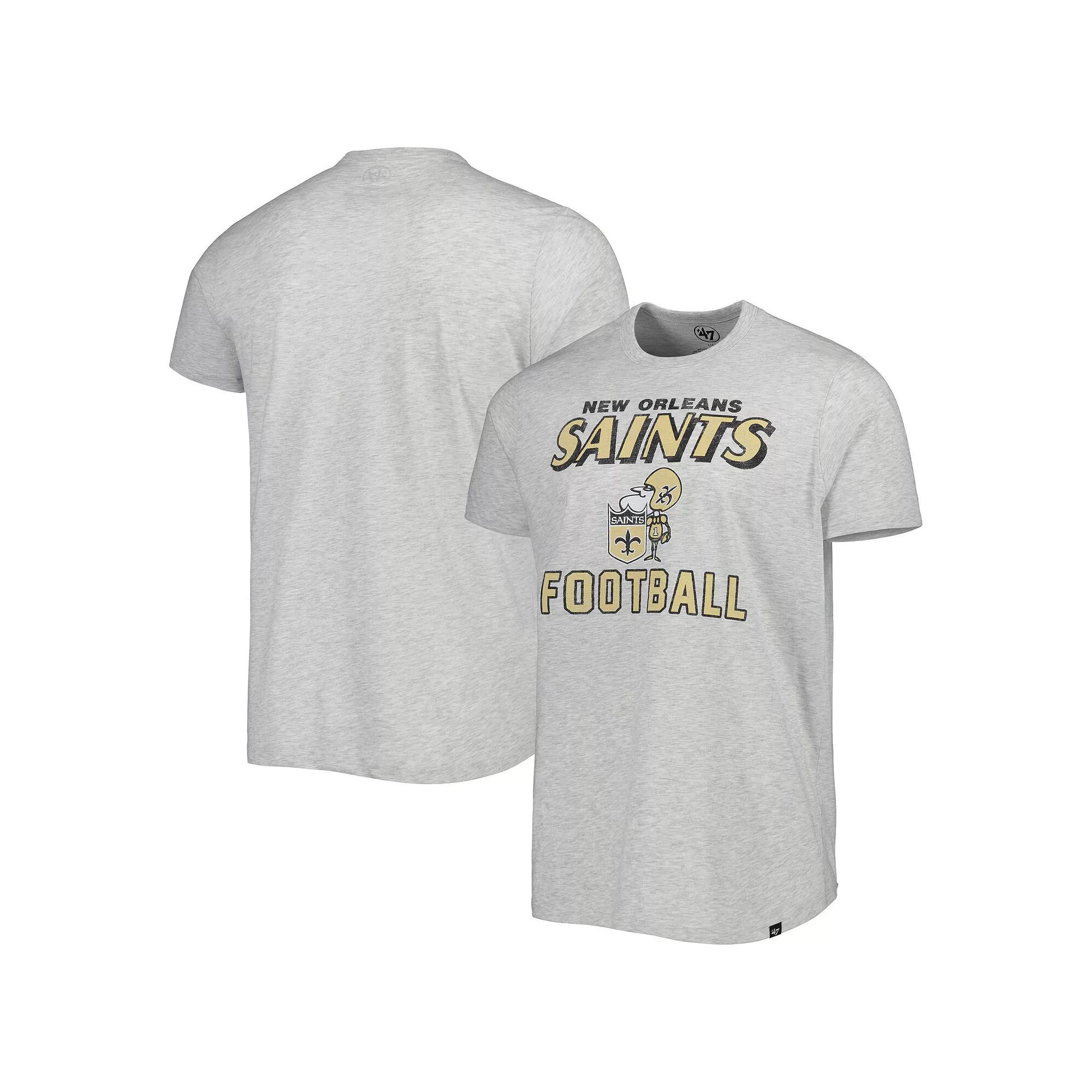 Men's '47 Heathered Gray New Orleans Saints Dozer Franklin Lightweight T-Shirt,  Product Image