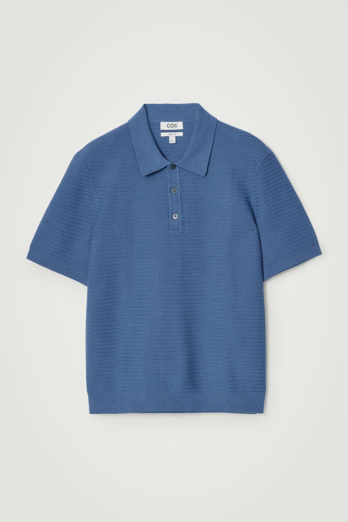 TEXTURED KNITTED COTTON POLO SHIRT Product Image