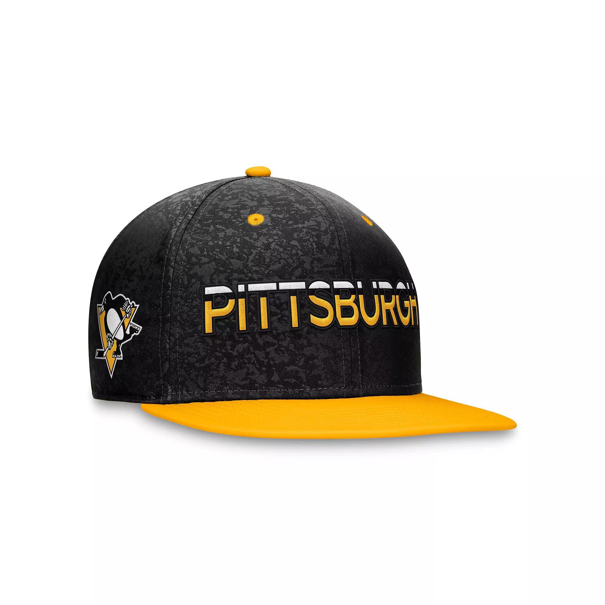 Men's Fanatics Branded  Black/Gold Pittsburgh Penguins Authentic Pro Rink Two-Tone Snapback Hat Product Image
