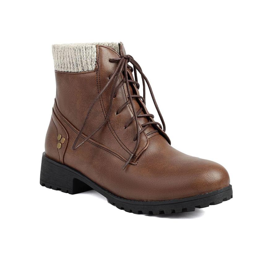 Panel Lace-Up Short Boots Product Image