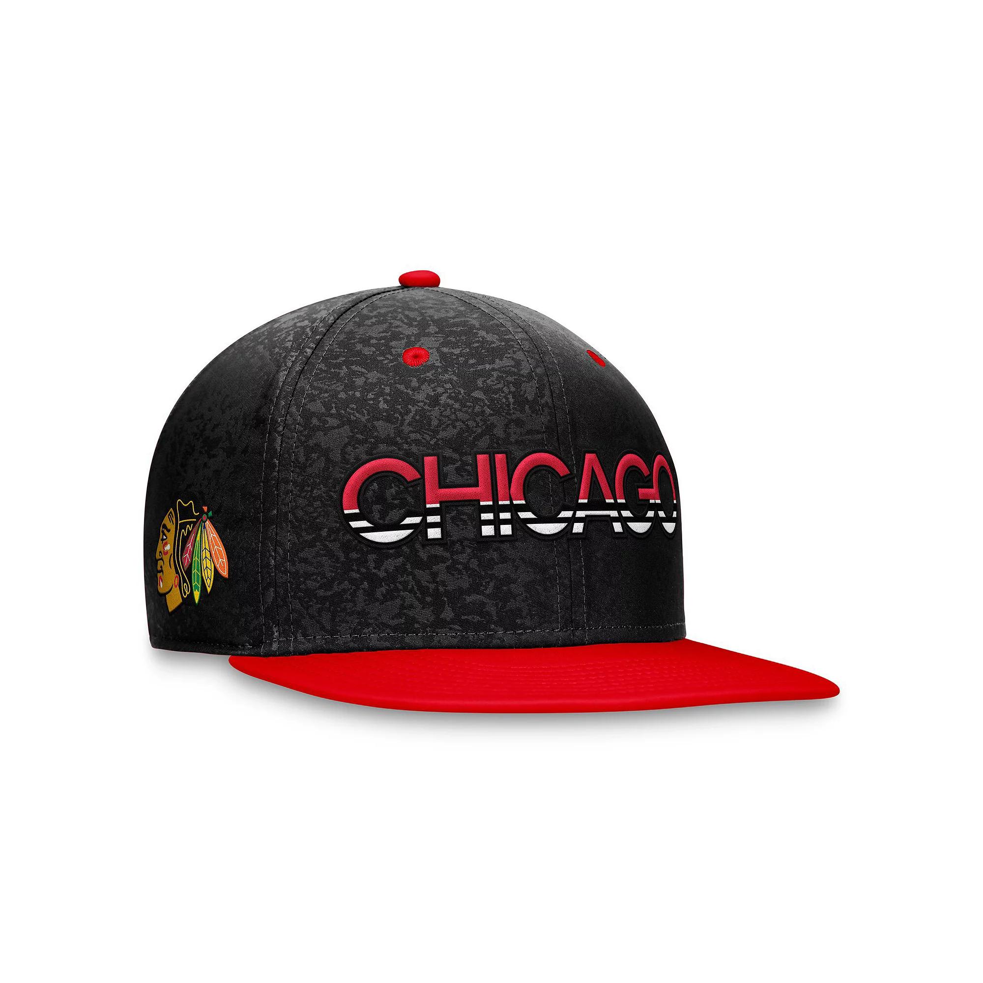 Men's Fanatics Branded  Black/Red Chicago Blackhawks Authentic Pro Rink Two-Tone Snapback Hat Product Image