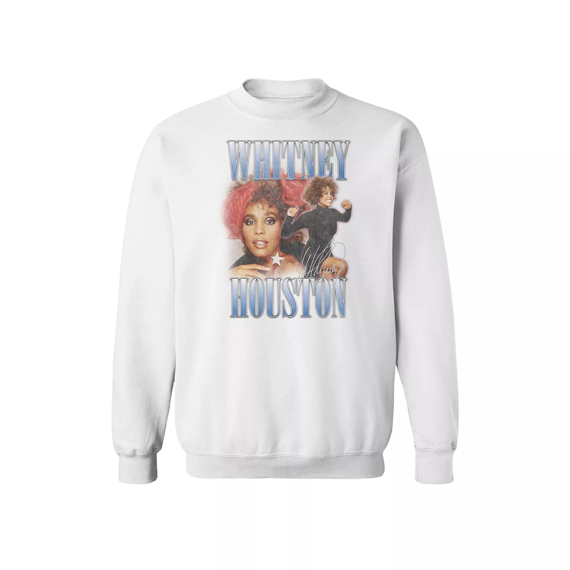 Men's Whitney Houston Hits Graphic Fleece Sweatshirt, Size: Small, White Product Image