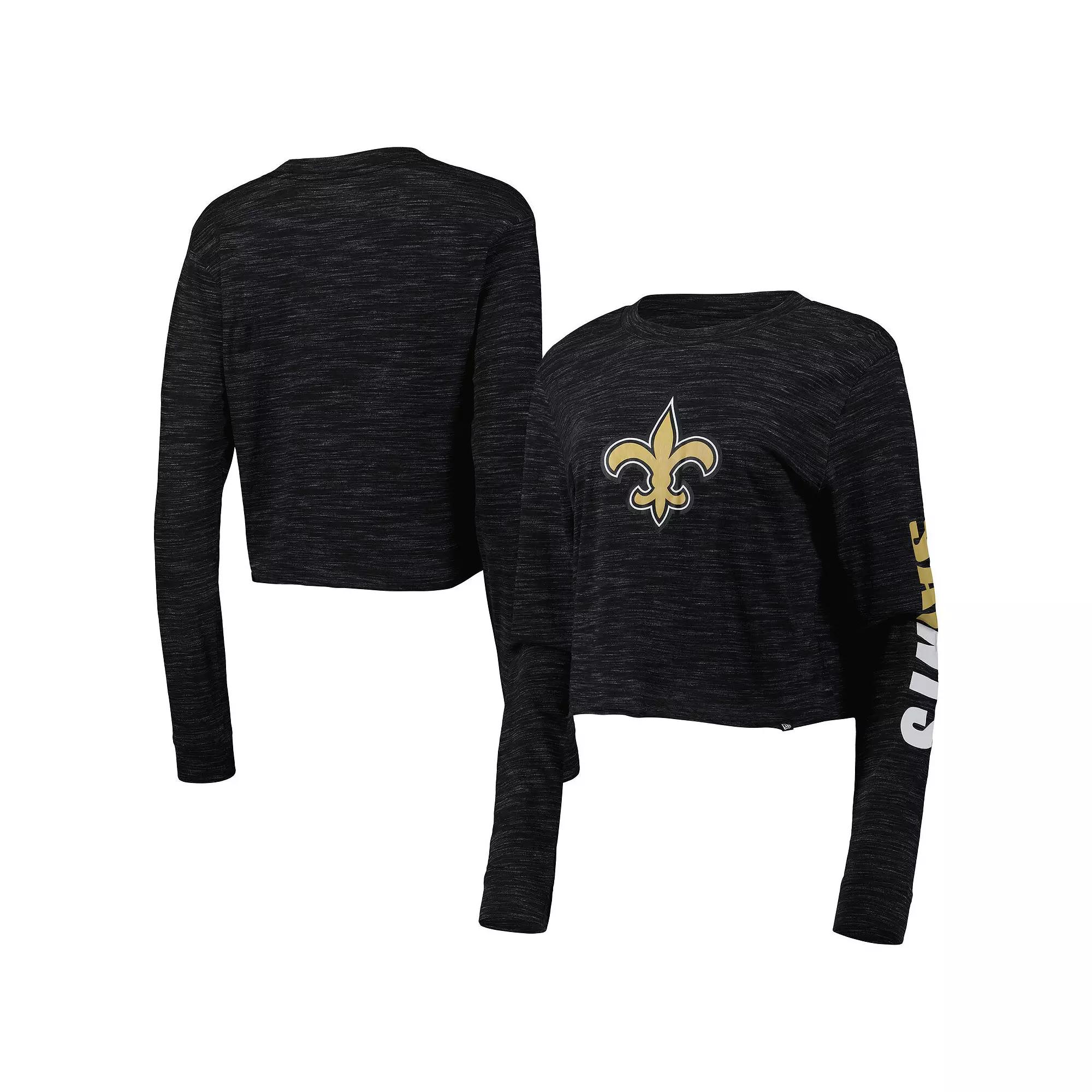 Women's New Era Black New Orleans Saints Crop Long Sleeve T-Shirt, Size: Large Product Image