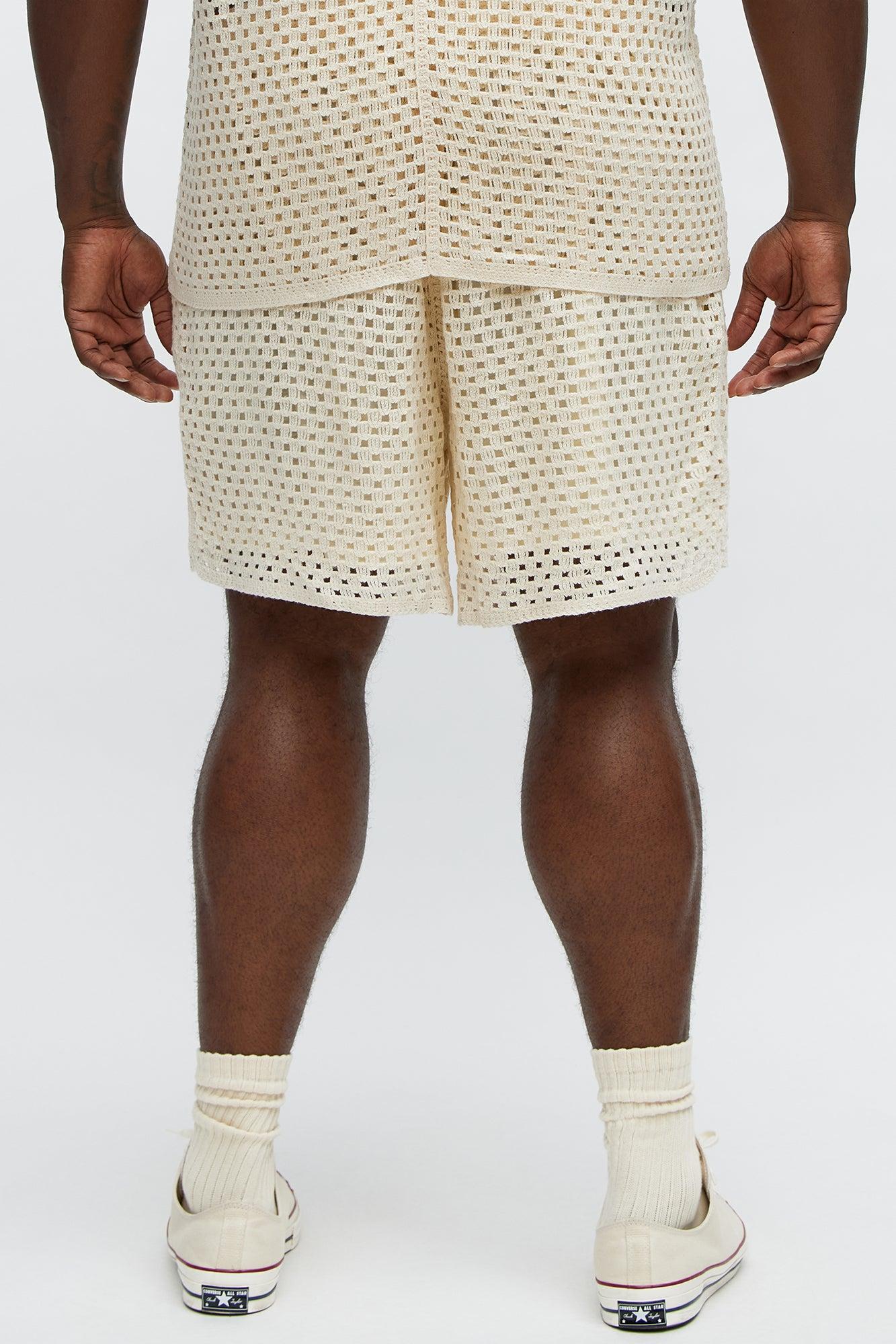 Crochet Panel Short - Cream/combo Male Product Image