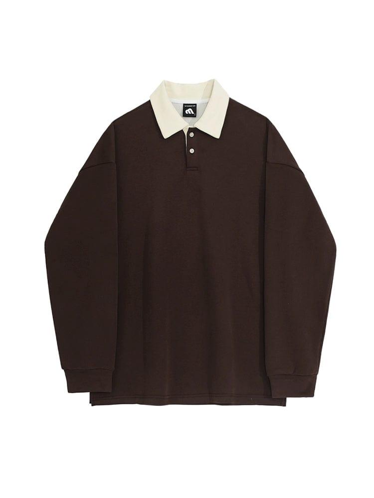 RT No. 11422 BROWN CONTRAST POLO SWEATER Product Image