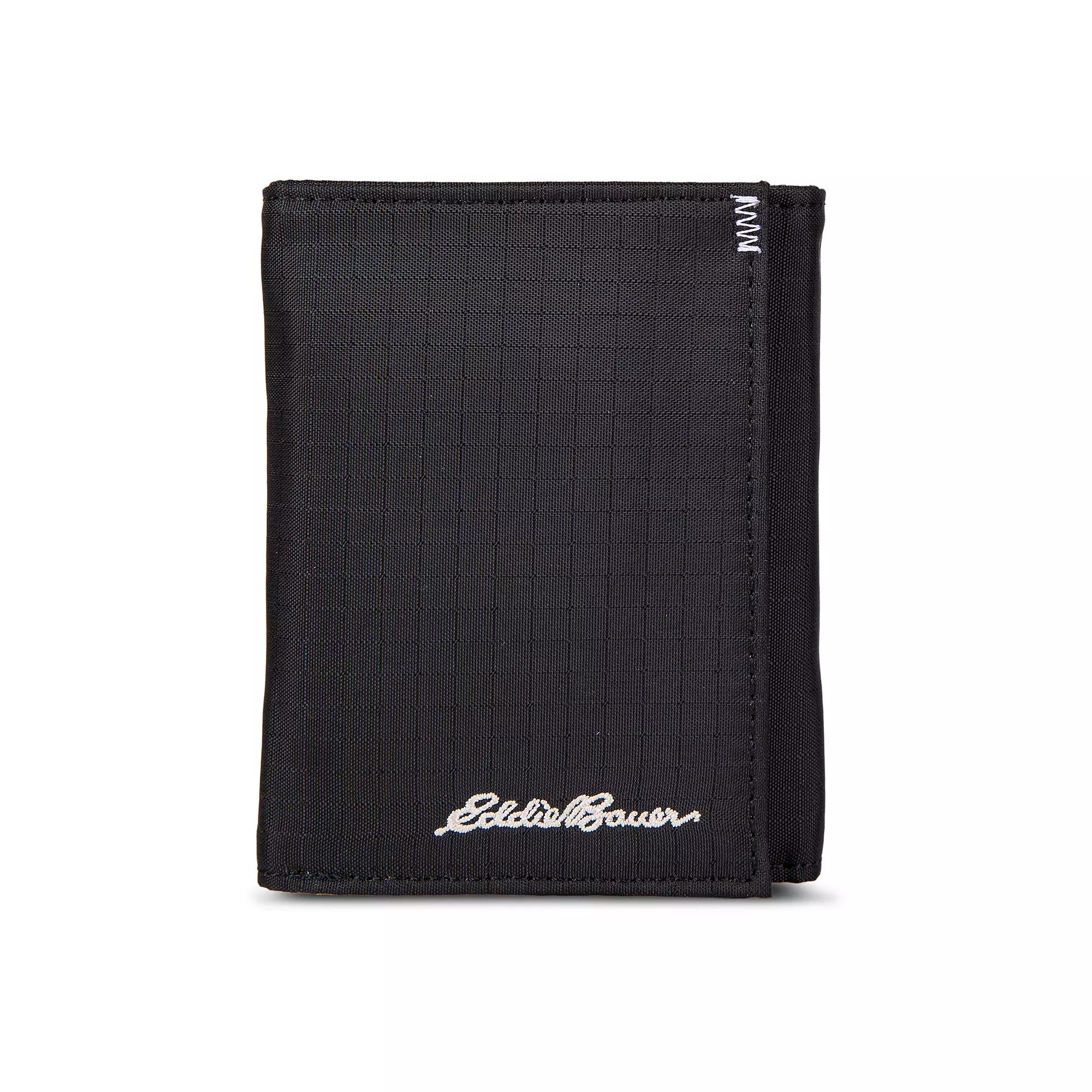 Men's Eddie Bauer Companion Ripstop Nylon Trifold RFID Wallet, Black Product Image