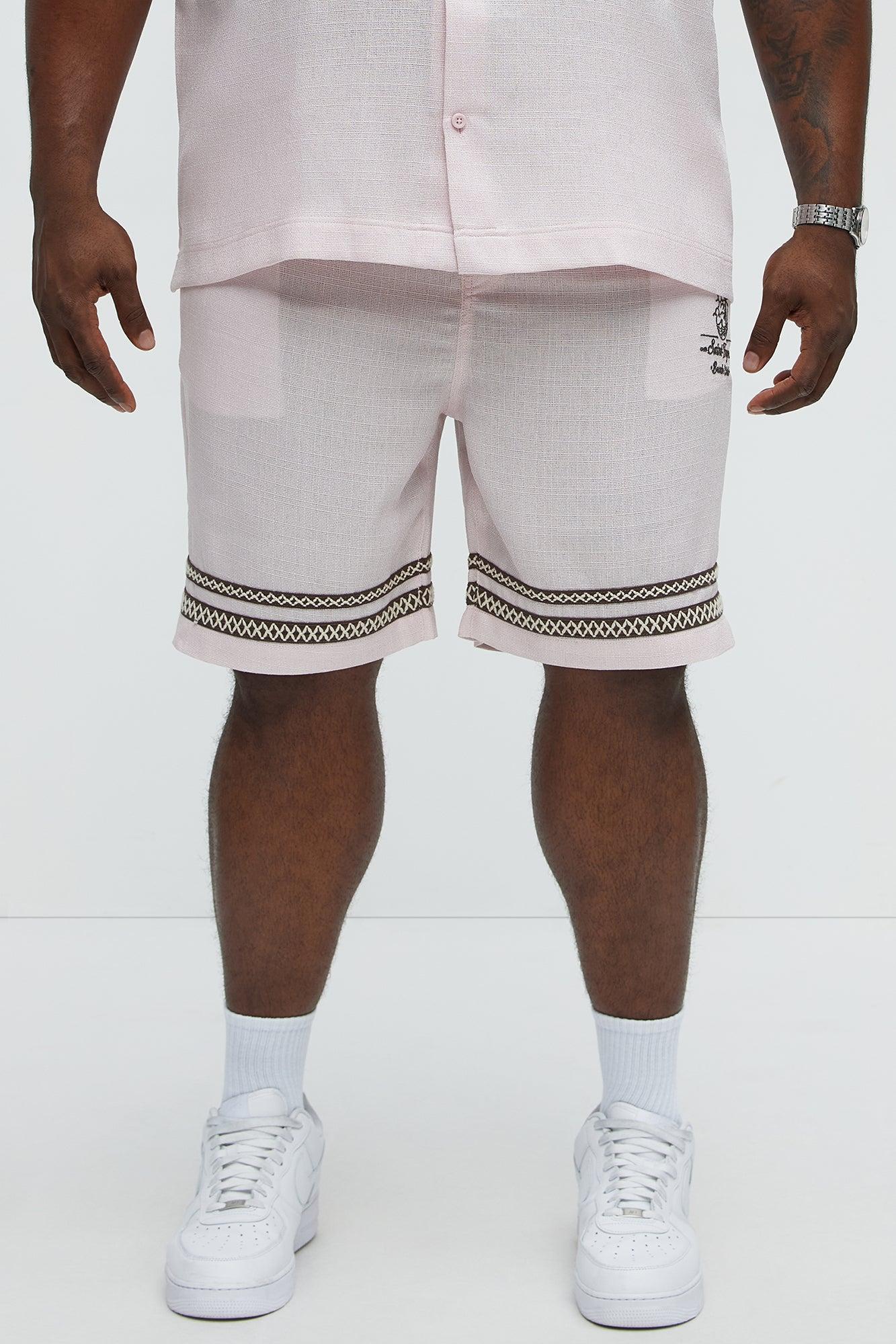 Saint Tropez Beach Club Linen Like Relaxed Short - Pink Male Product Image