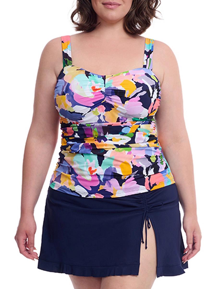 Womens Plus Holi Floral Underwire Tankini Top - Product Image