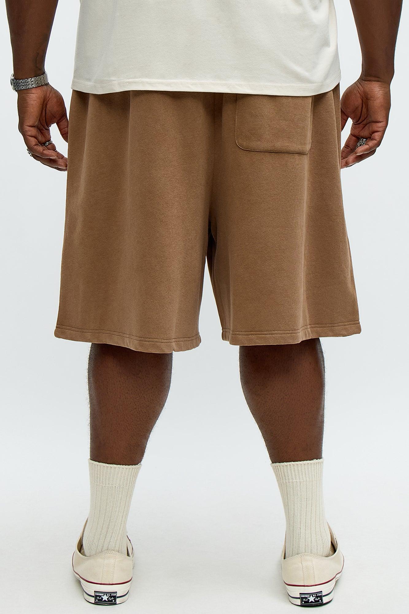 Tyson Loose Fit Washed Shorts - Brown Male Product Image