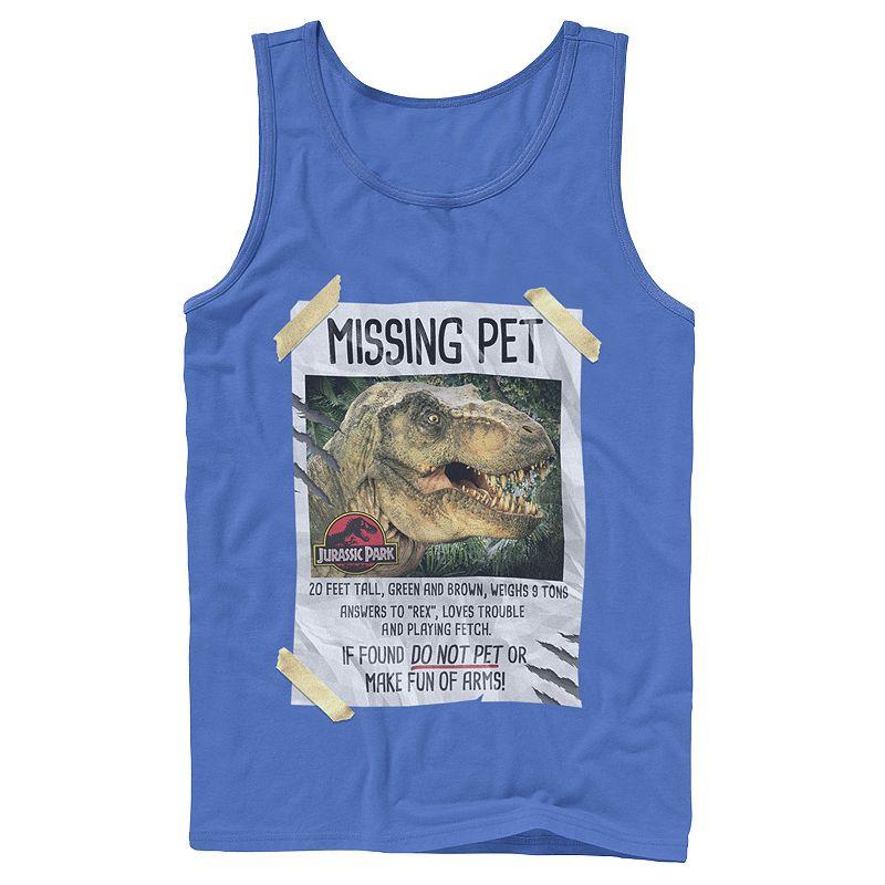 Men's Jurassic Park Missing Pet T-Rex Poster Taped Tank Top,  Product Image