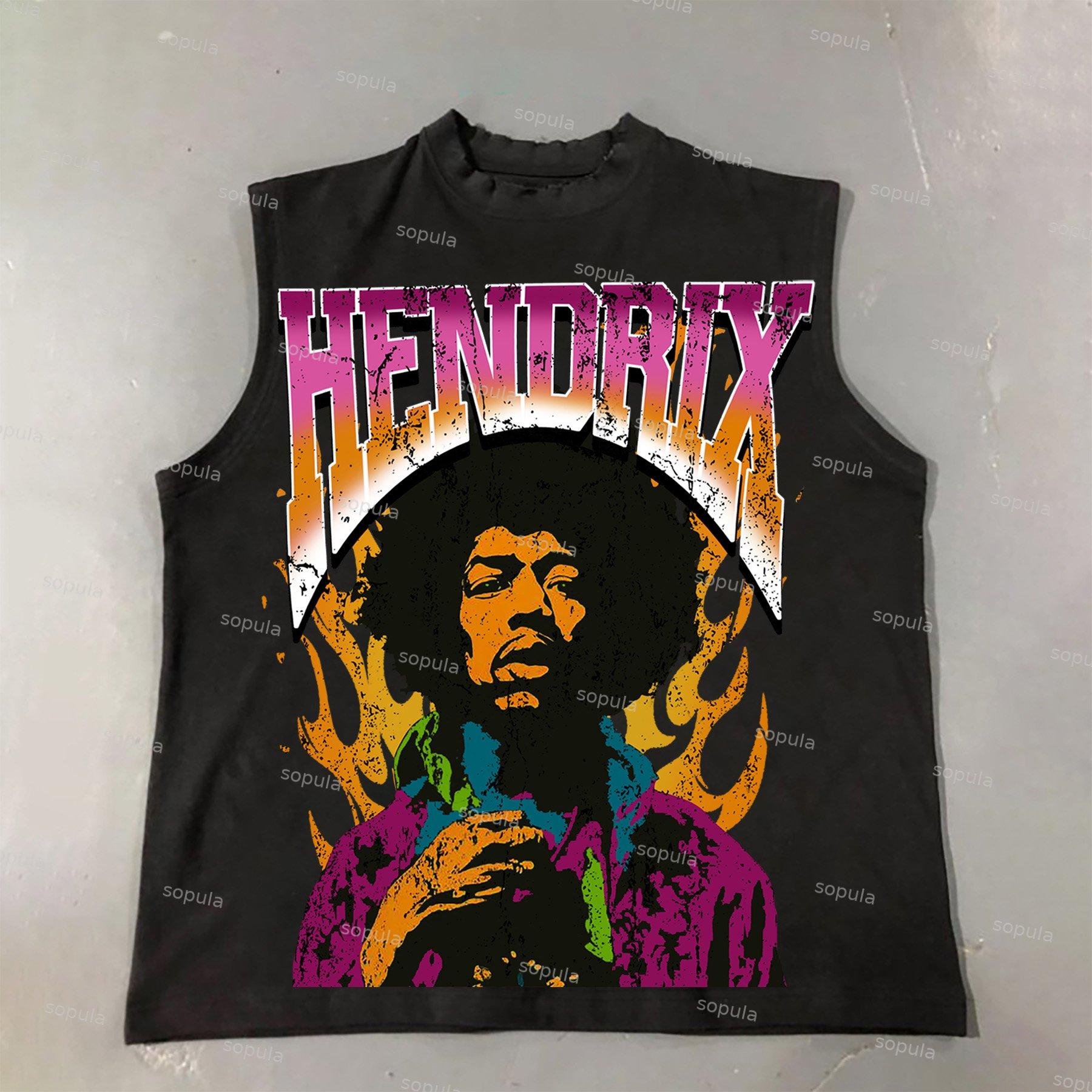 Sopula Jimi Hendrix Print Cotton Tank Top Product Image