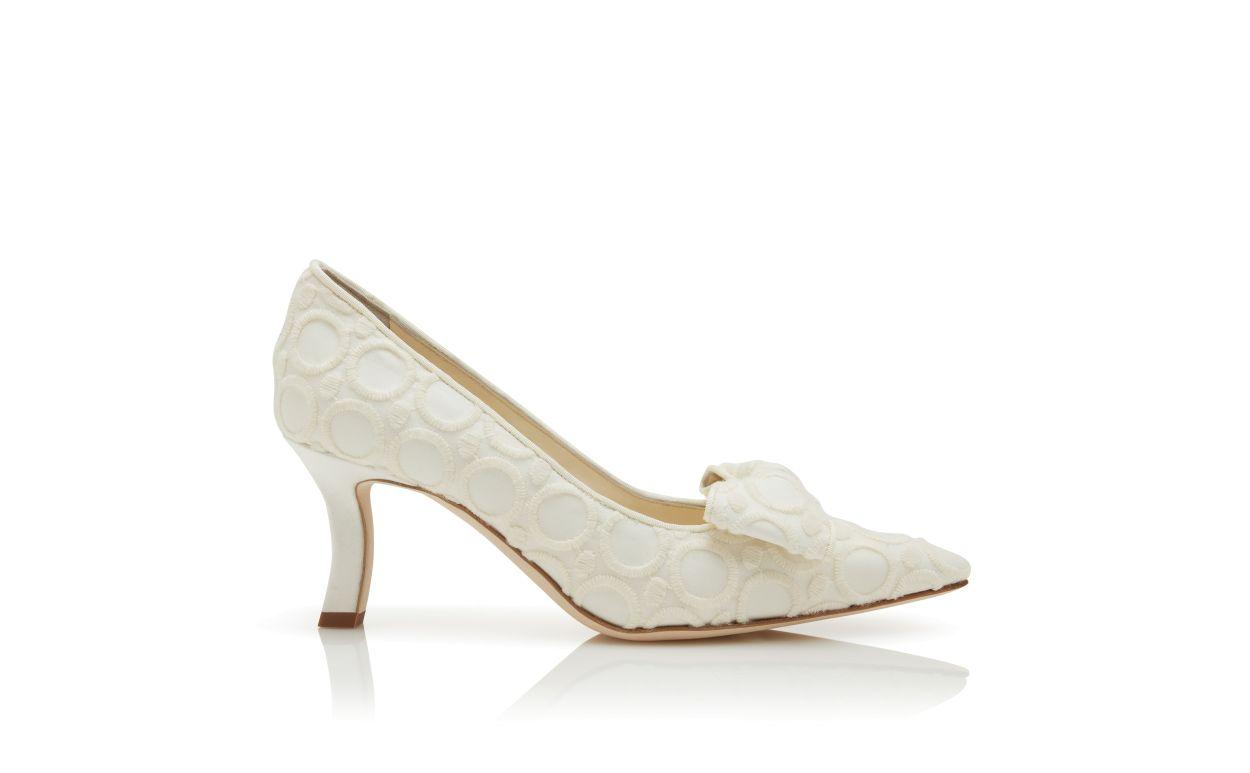 EPIROTES White Silk Pointed Toe Pumps Product Image