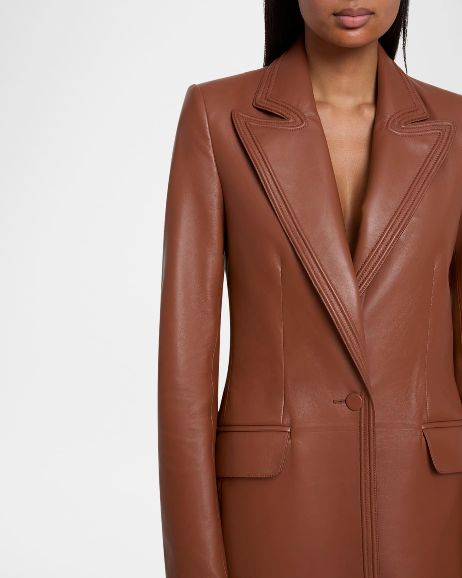 Isara Leather Single-Breasted Blazer Product Image