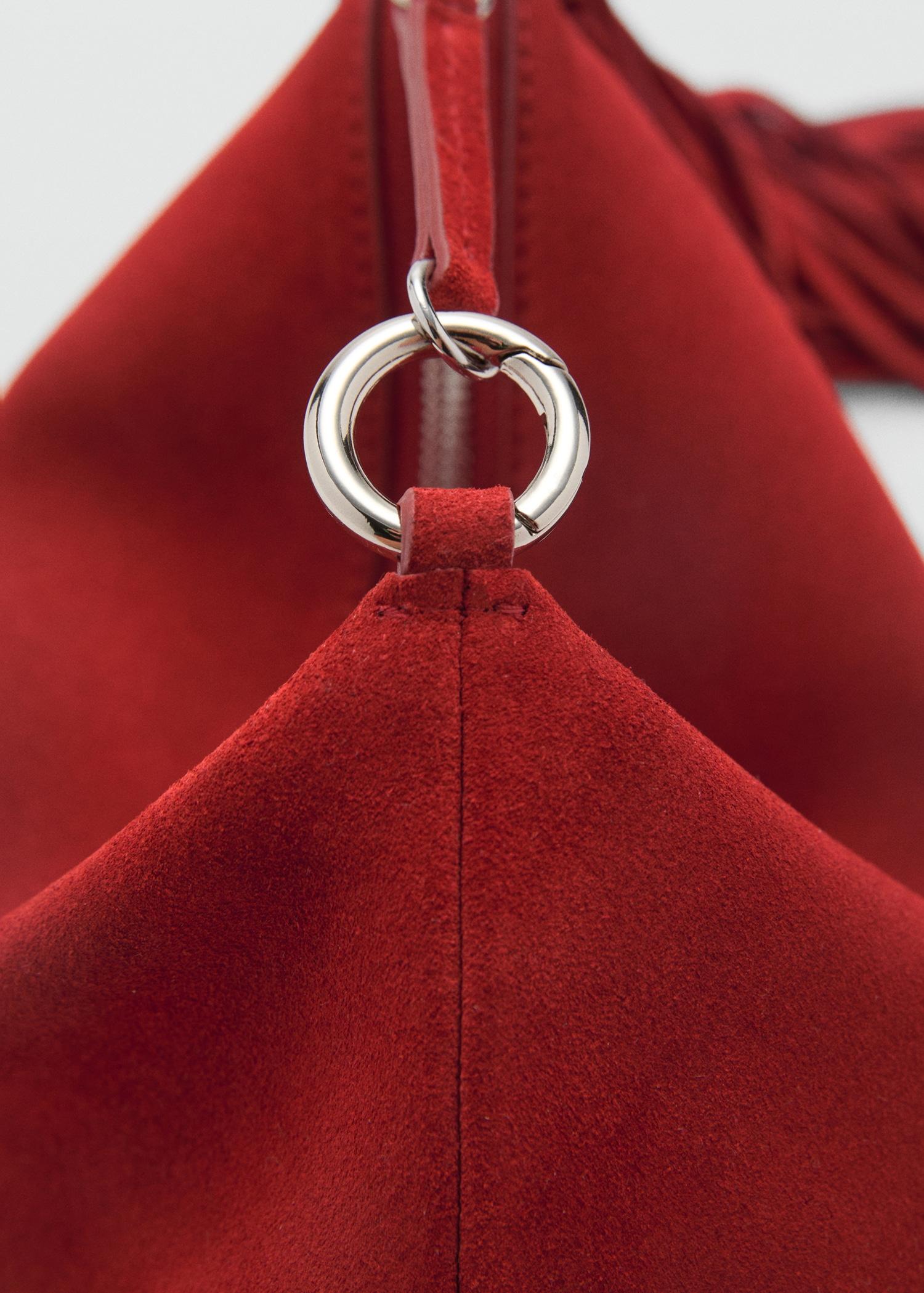 Leather handbag with fringes - Women | MANGO USA Product Image