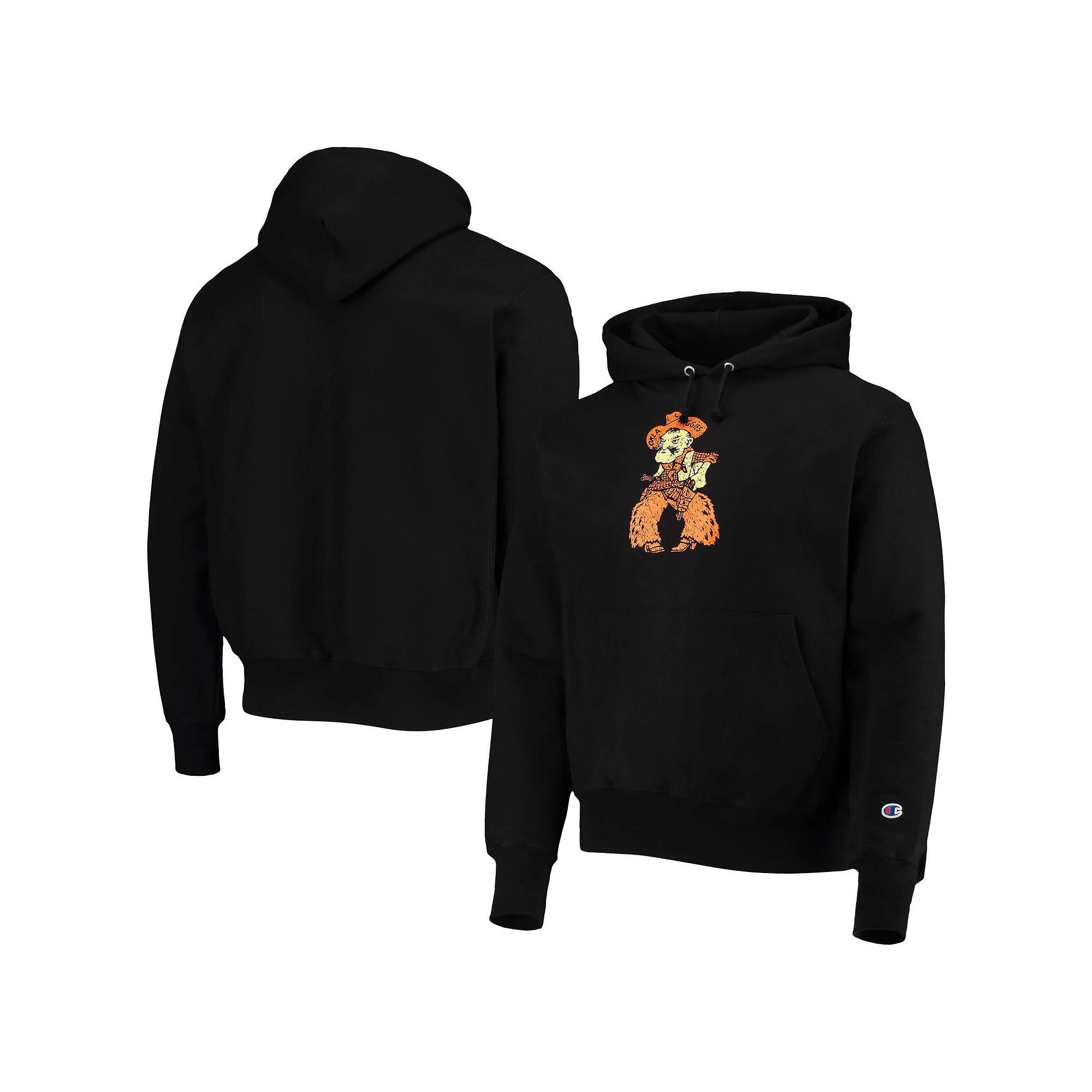 Men's Champion Black Oklahoma State Cowboys Vault Logo Reverse Weave Pullover Hoodie, Size: Large Product Image