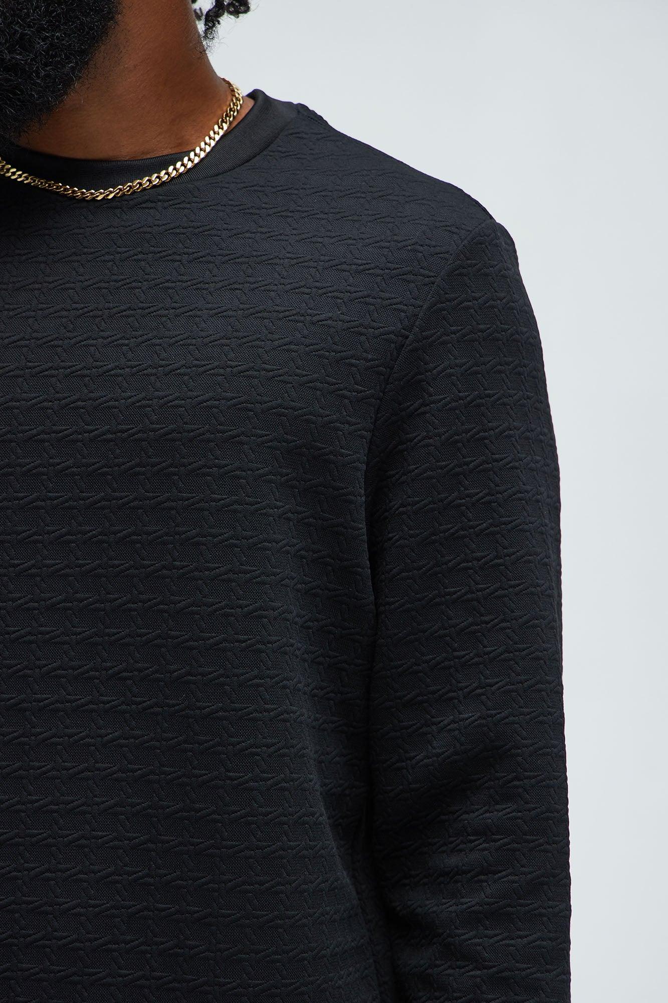 8AM Textured Long Sleeve Tee - Black Product Image
