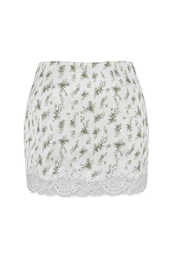 Noemie  garden print lace trim mini skirt Product Image