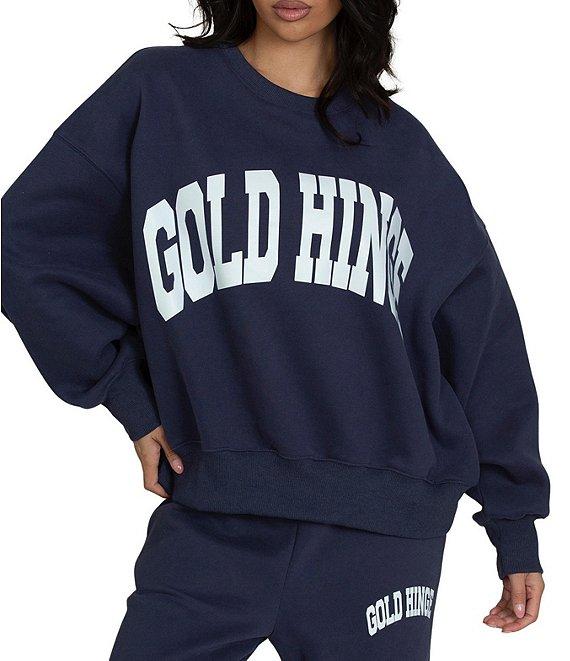 GOLD HINGE Coordinating Wide Arm Crew Neck Long Sleeve Logo Sweatshirt Product Image