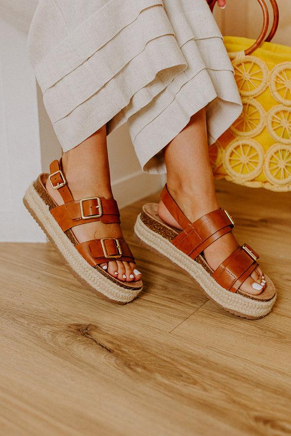 The Catalina Faux Leather Espadrille Sandal in Brown Product Image