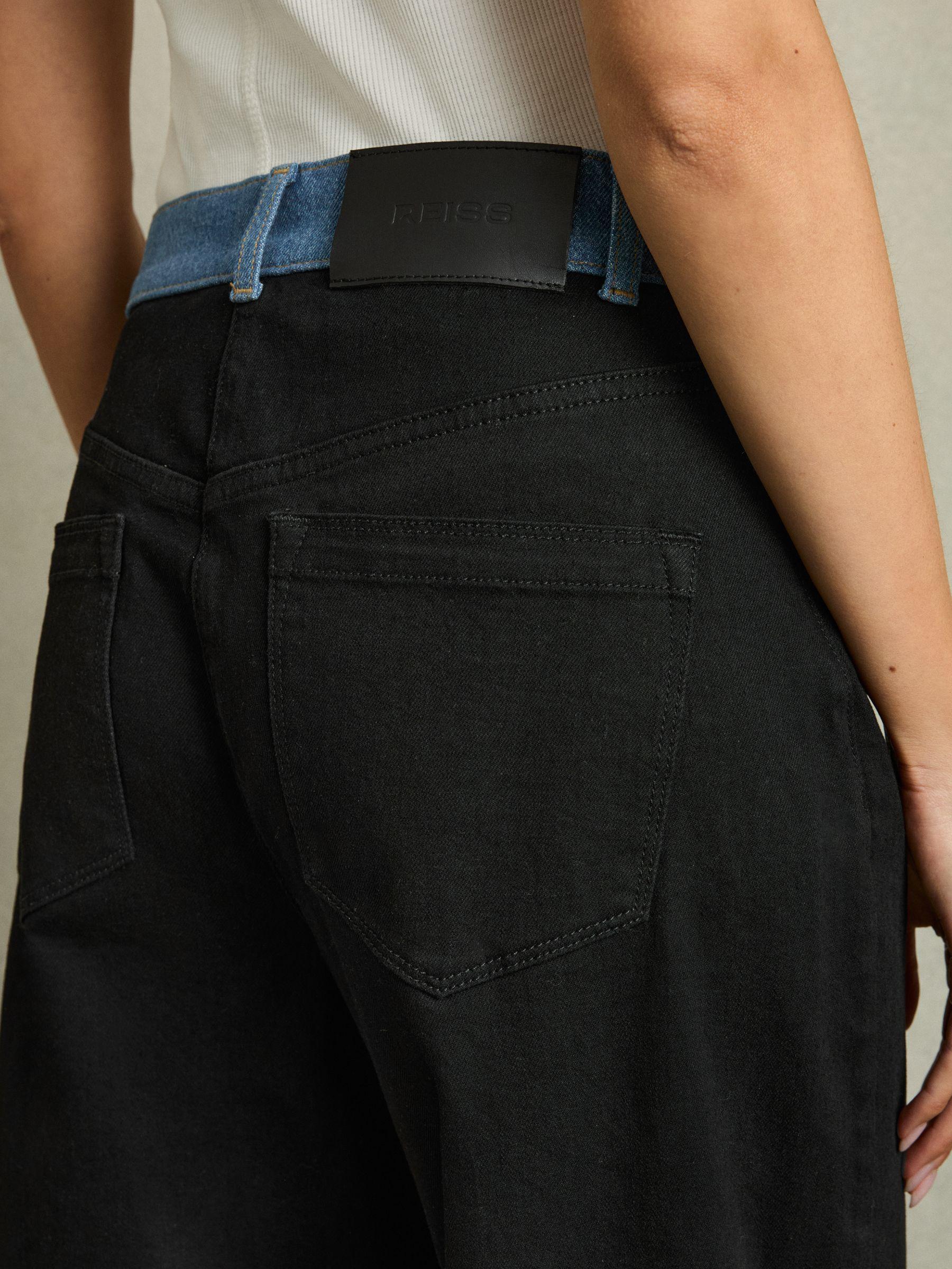 Colour-Block Straight-Leg Jeans in Black Product Image