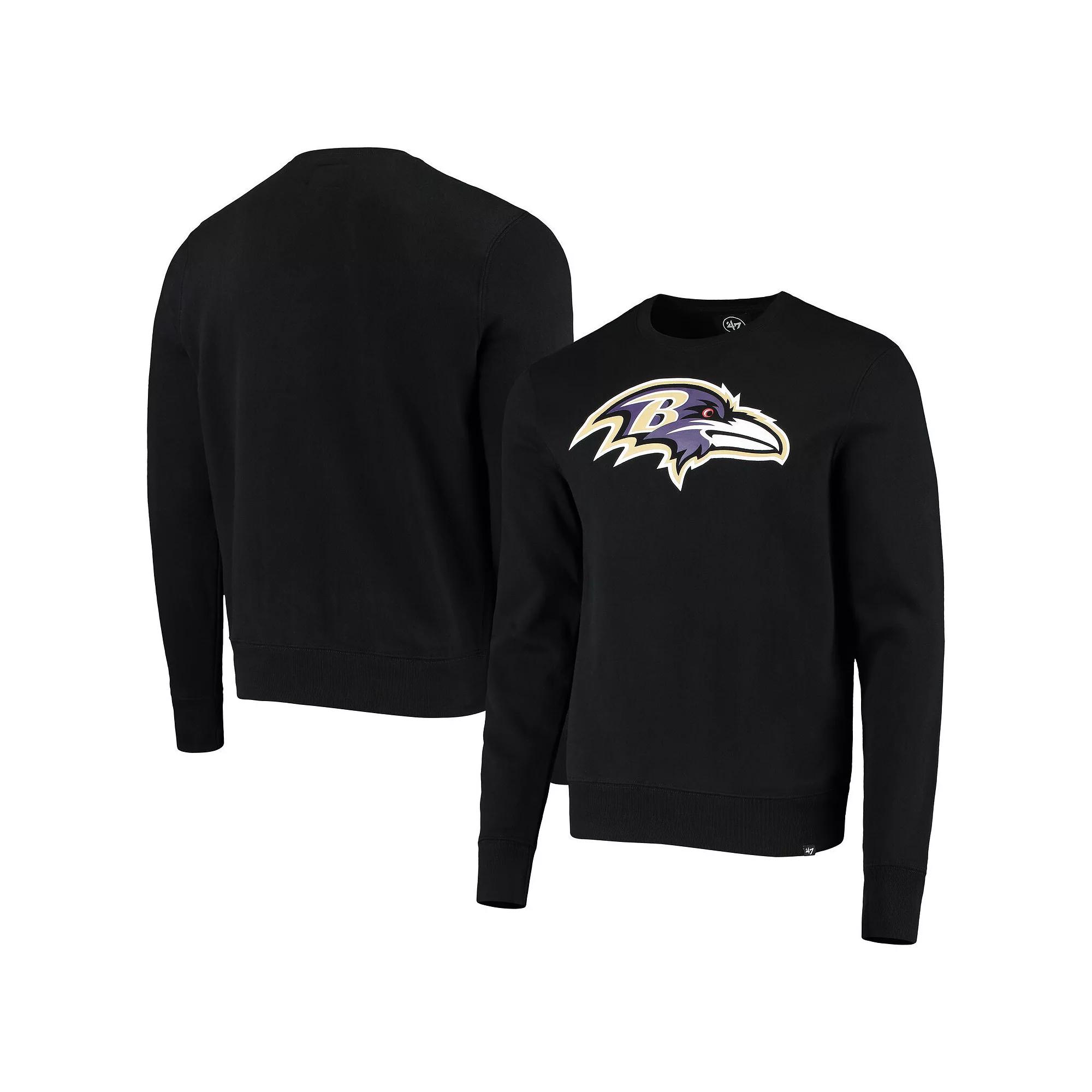 Men's '47 Black Baltimore Ravens Team Imprint Headline Pullover Sweatshirt,  Product Image