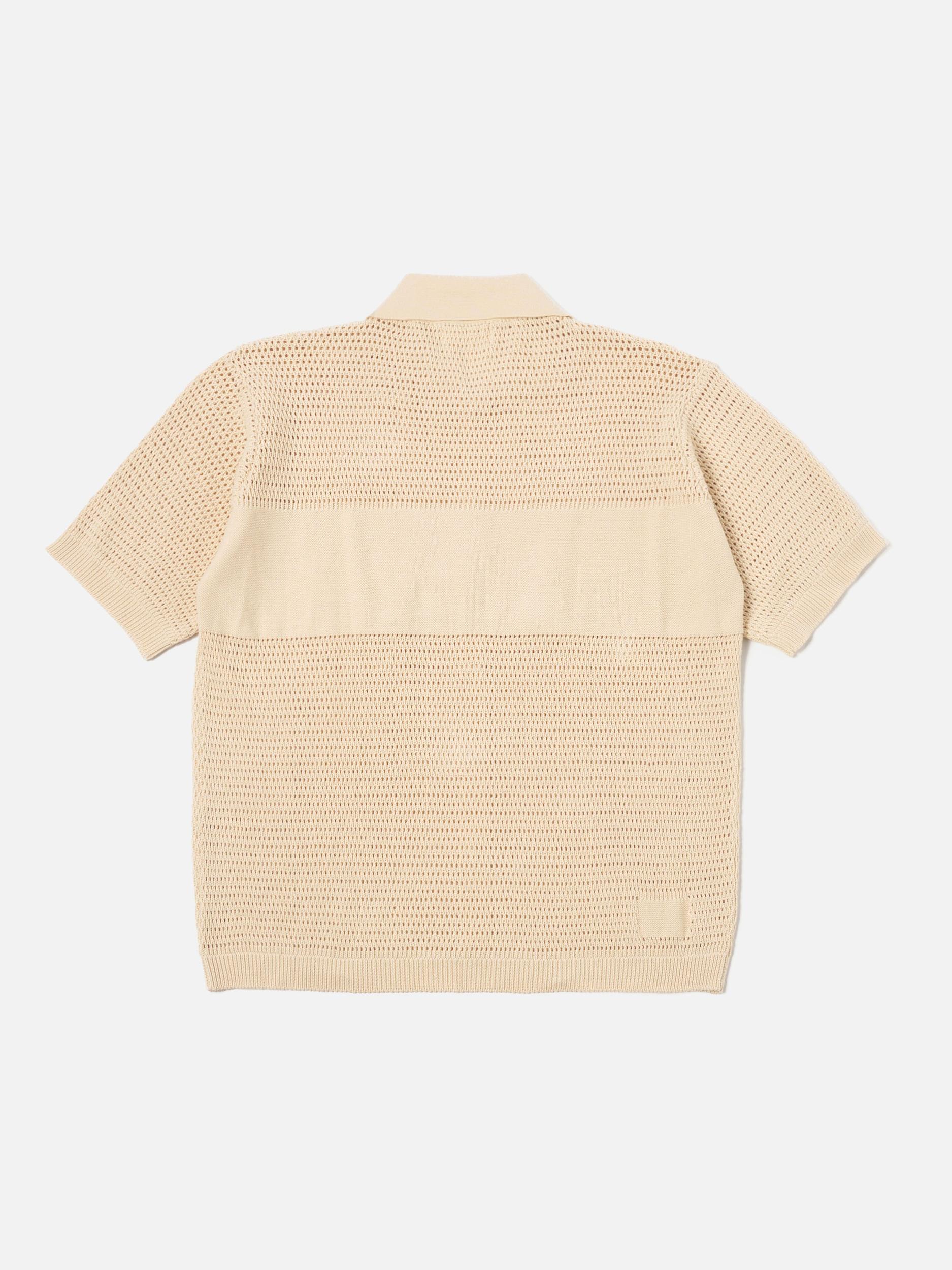 Universal Works S/S Knit Shirt in Ecru Open Knit Product Image