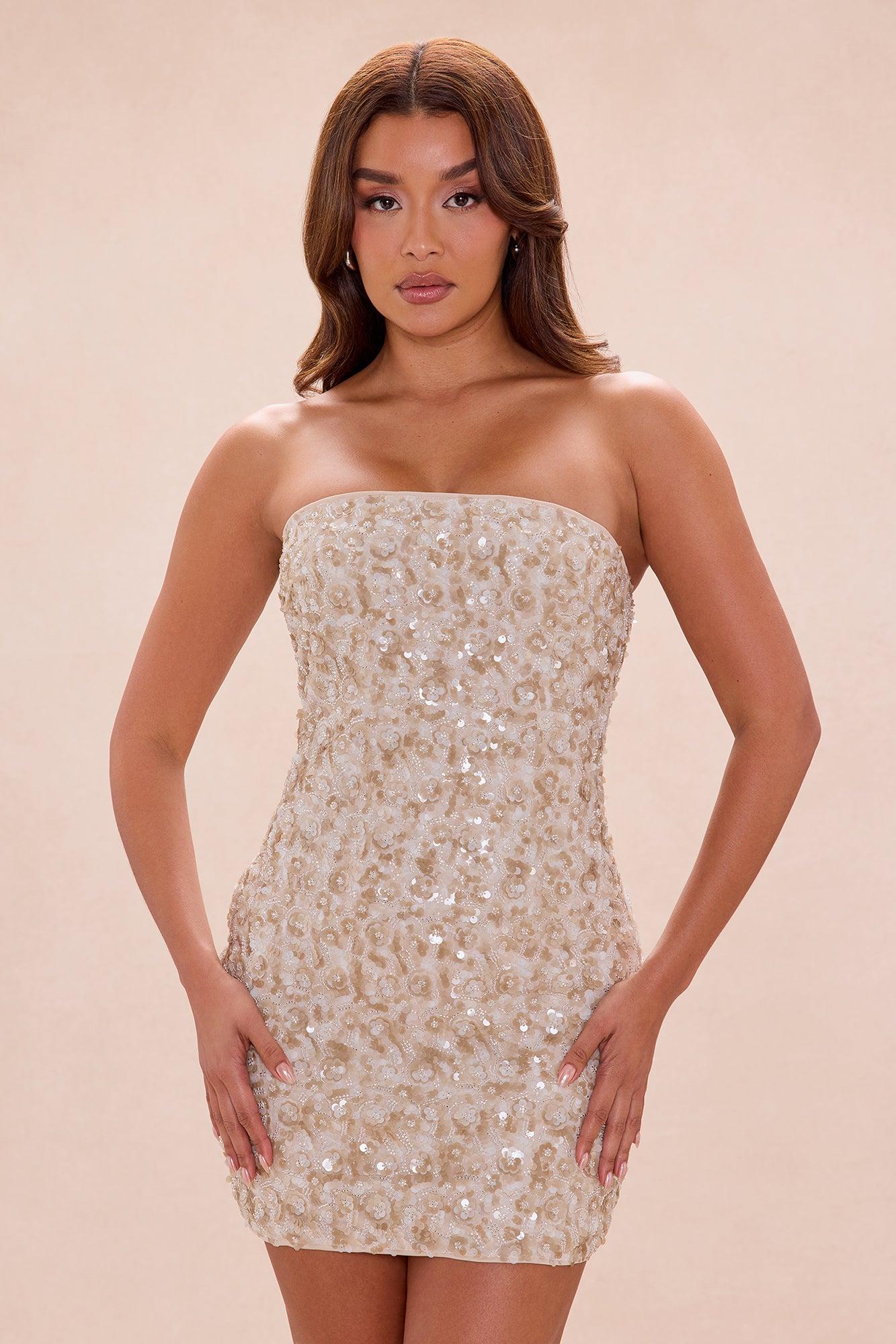 Hollie 2 Piece Sequin Mini Dress Set - Taupe Female Product Image