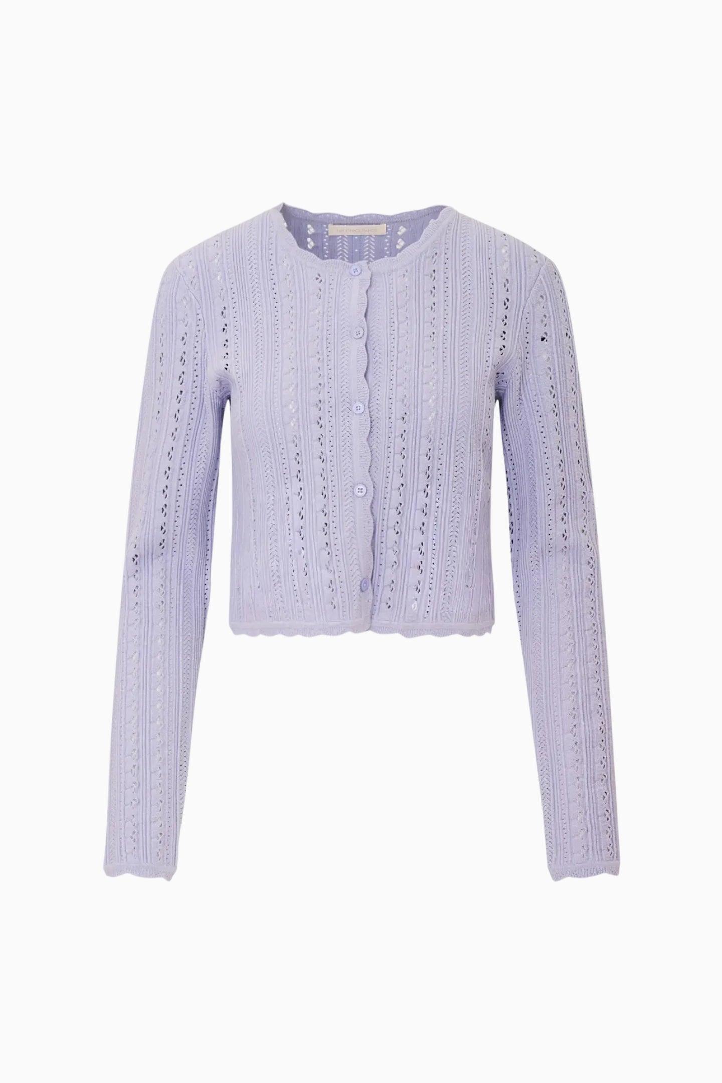 Peridot Stretch Pointelle Cardigan - WHITE TEA Product Image