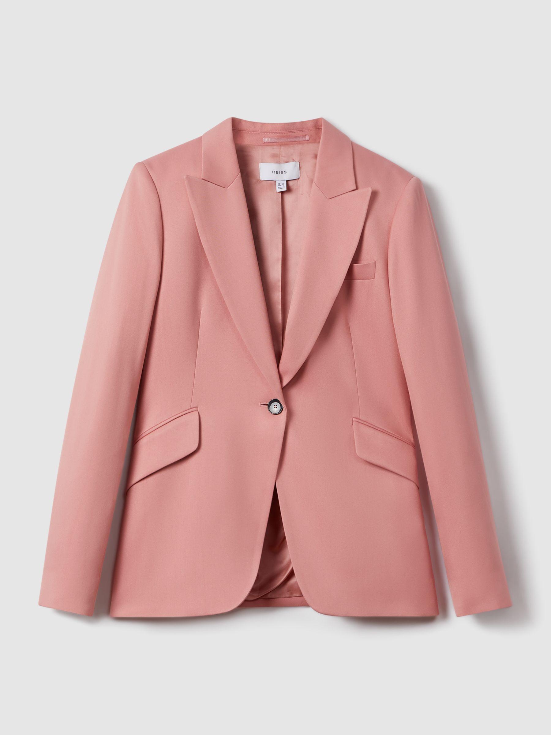Tailored Single Breasted Suit Blazer in Pink Product Image