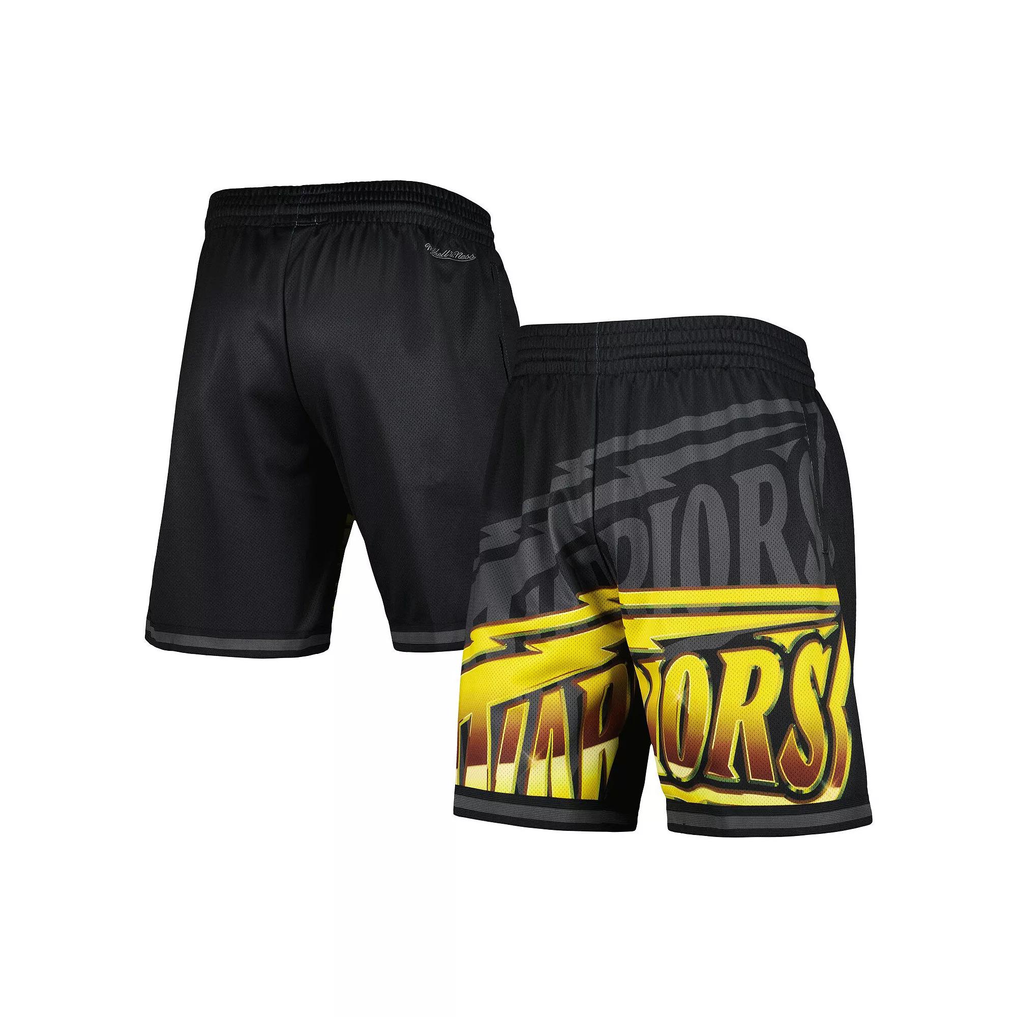 Men's Mitchell & Ness Black Golden State Warriors Big Face 4.0 Fashion Shorts, Size: 3XL Product Image