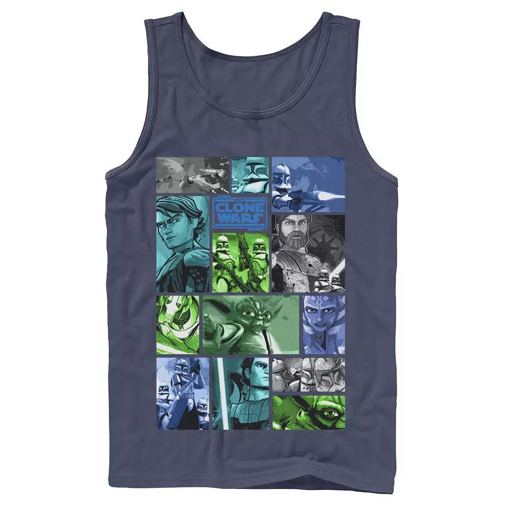 Men's Star Wars: Clone Wars Group Shot Panels Tank Top, Size: Small, Blue Product Image
