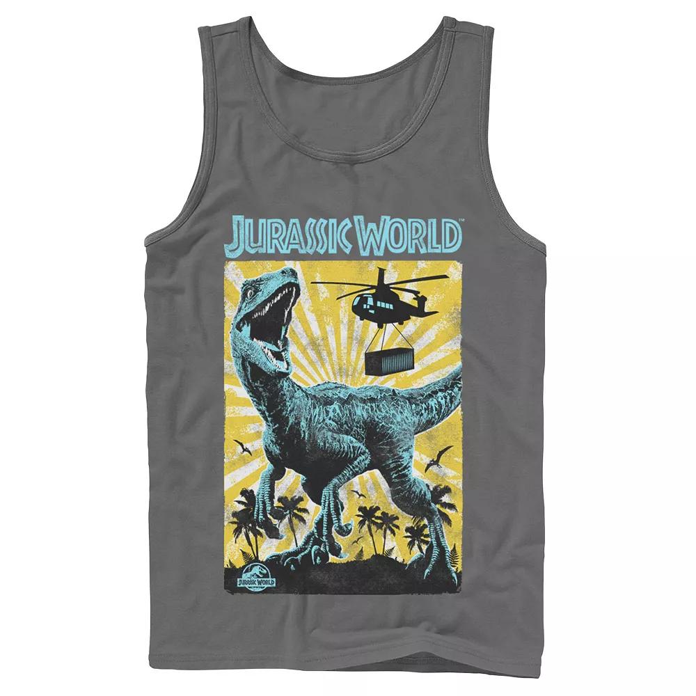 Men's Jurassic World T-Rex Color Pop Retro Poster Tank Top,  Product Image
