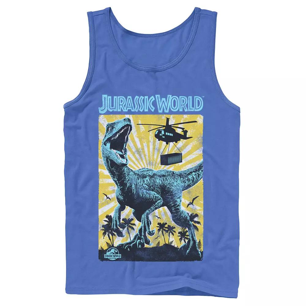 Men's Jurassic World T-Rex Color Pop Retro Poster Tank Top,  Product Image