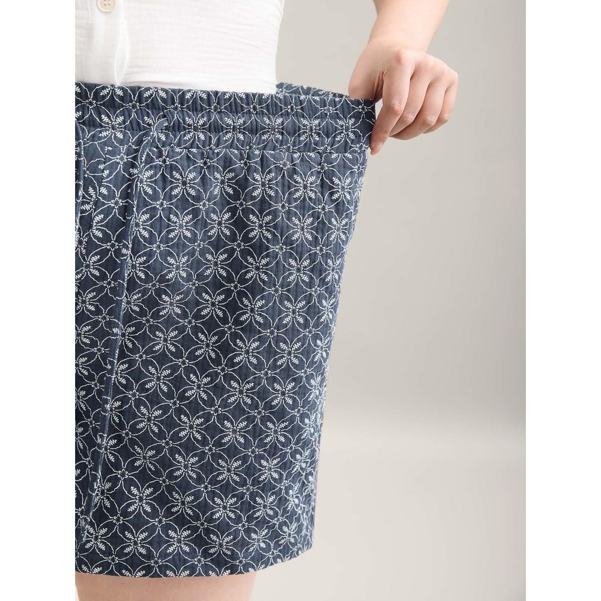 Plus Size Marine Elements Straight-Leg Shorts Women Indigo Resort Drawstring Straight Leg Vacation Shorts BloomChic 18-20/2X Product Image