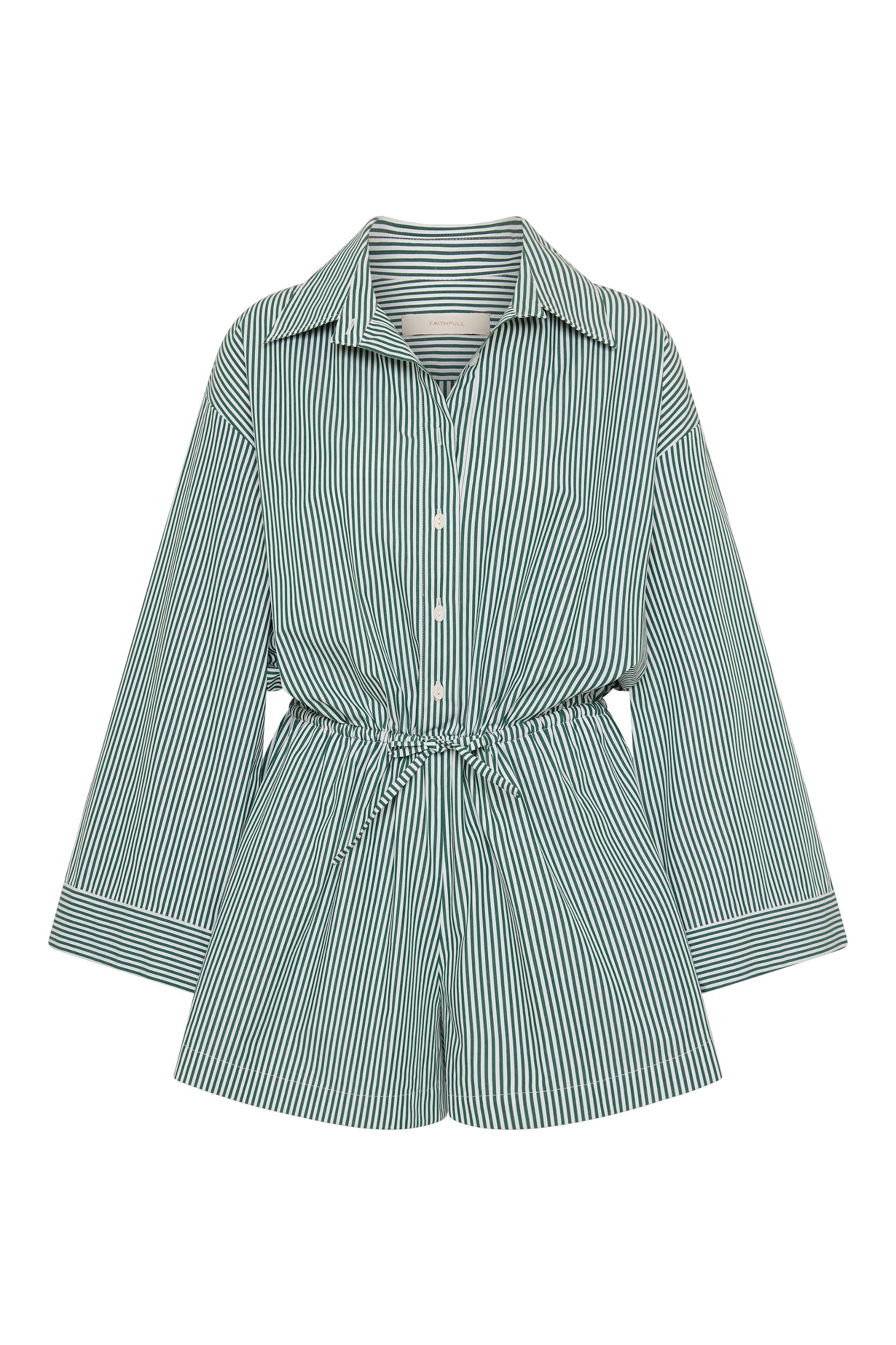 Freja Playsuit Green Stripe - Final Sale Product Image