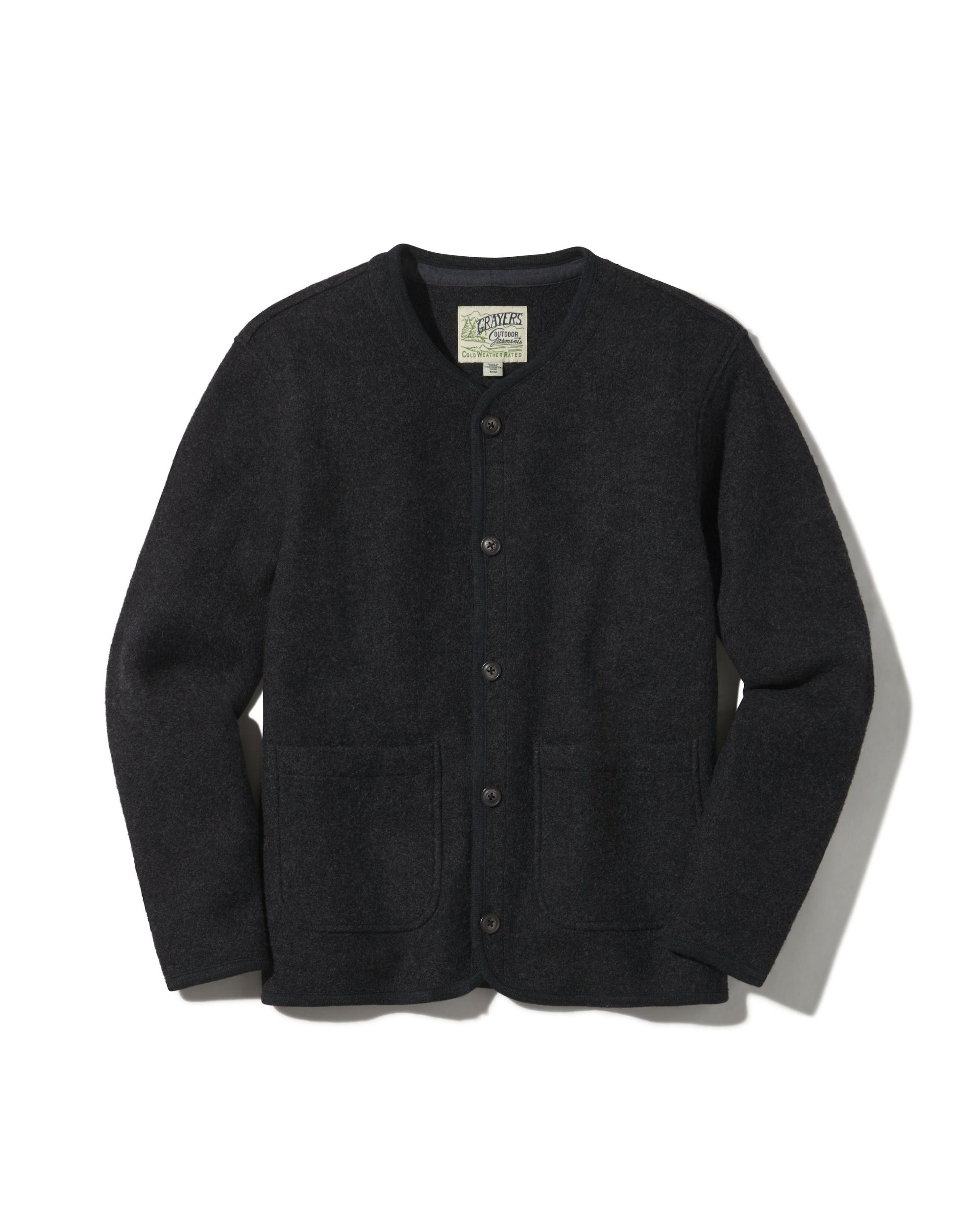 Burnham Knitted Boiled Wool Liner Jacket - Charcoal Product Image
