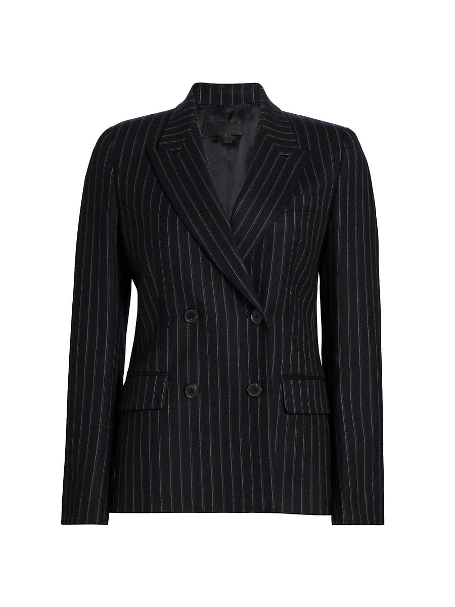 Womens Veda Pinstripe Stretch-Wool Double-Breasted Jacket Product Image