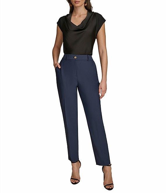 Donna Karan High Rise Straight Leg Gold Hardware Ankle Pant Product Image