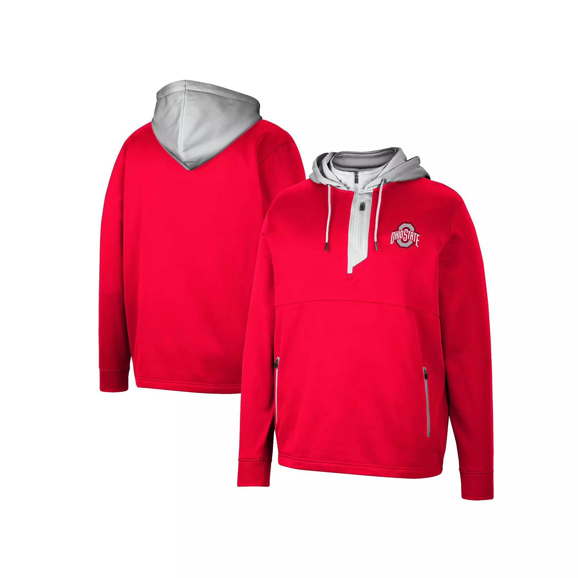 Men's Colosseum Scarlet Ohio State Buckeyes Luge 3.0 Quarter-Zip Hoodie,  Product Image
